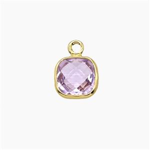 Lt.purple Crystal Glass Square Pendant, approx 7mm