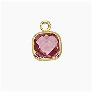 Red Crystal Glass Square Pendant, approx 7mm