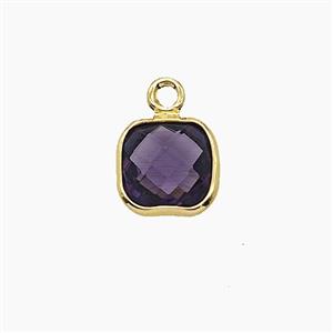 Purple Crystal Glass Square Pendant, approx 7mm