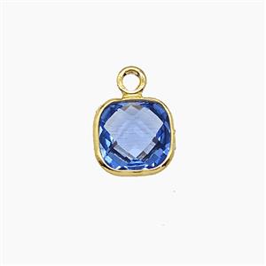Blue Crystal Glass Square Pendant, approx 7mm