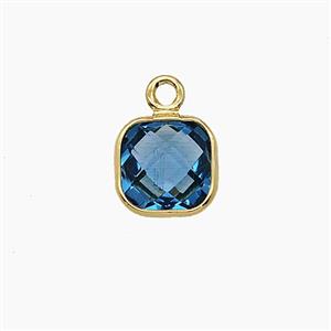 Blue Crystal Glass Square Pendant, approx 7mm