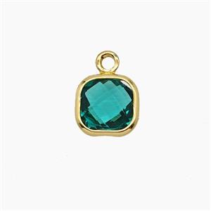 Peacockgreen Crystal Glass Square Pendant, approx 7mm