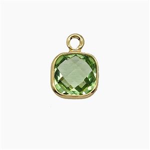 Green Crystal Glass Square Pendant, approx 7mm