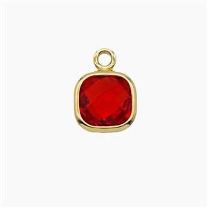 Red Crystal Glass Square Pendant, approx 7mm