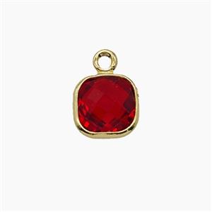 Red Crystal Glass Square Pendant, approx 7mm