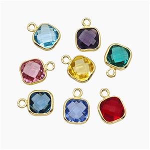 Crystal Glass Square Pendant Mixed, approx 7mm