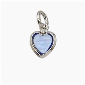 Blue Catseye Glass Heart Pendant, approx 7mm