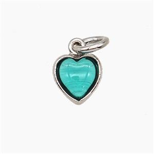 Teal Catseye Glass Heart Pendant, approx 7mm