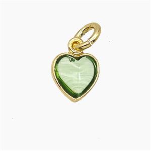 Lt.green Catseye Glass Heart Pendant, approx 7mm