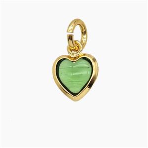 Green Catseye Glass Heart Pendant, approx 7mm
