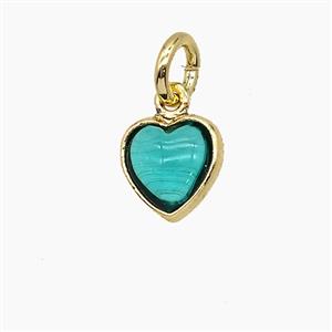 Teal Catseye Glass Heart Pendant, approx 7mm