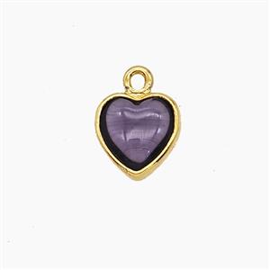 Purple Catseye Glass Heart Pendant, approx 7mm