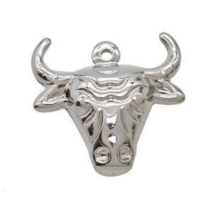 Copper Bullhead Pendant Platinum Plated, approx 24-26mm