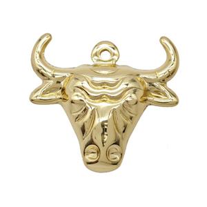 Copper Bullhead Pendant Gold Plated, approx 24-26mm