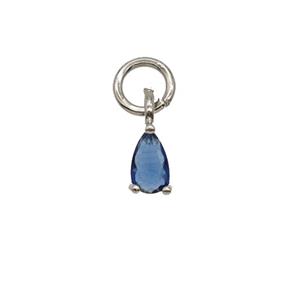 Blue Crystal Glass Teardrop Pendant, approx 3-5mm