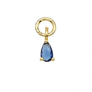 Blue Crystal Glass Teardrop Pendant, approx 3-5mm