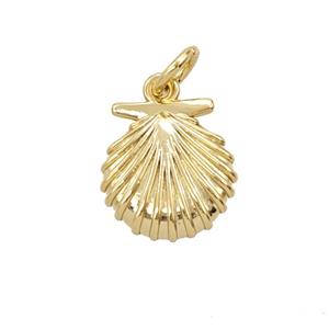 Copper Scallop Shell Pendant Gold Plated, approx 11-14mm