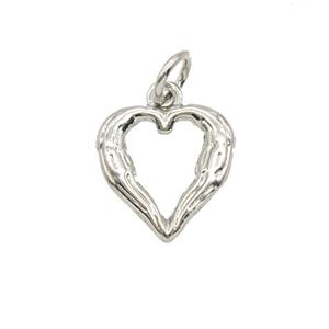 Copper Heart Pendant Platinum Plated, approx 12mm