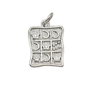 Copper Moon And Star Pendant Pave Zirconia Platinum Plated, approx 11-13mm