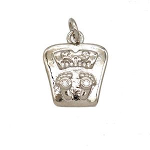 Scales Charms Copper Pendant Pave Zirconia Platinum Plated, approx 13mm