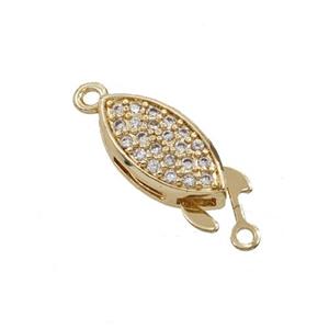 Copper Clasp Pave Zirconia Gold Plated, approx 7-15mm