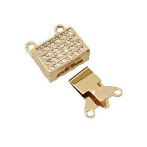 Copper Clasp Pave Zirconia Gold Plated, approx 10-14mm