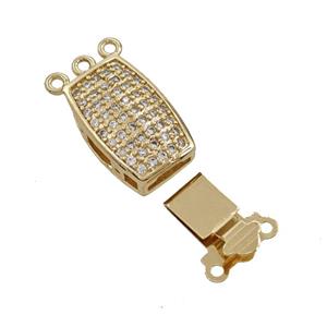 Copper Clasp Pave Zirconia Gold Plated, approx 10-23mm