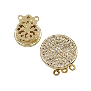 Copper Clasp Pave Zirconia Gold Plated, approx 18mm