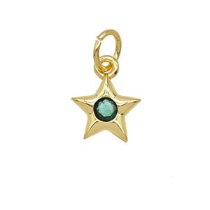 Copper Star Pendant Pave Zirconia 18K Gold Plated, approx 8mm