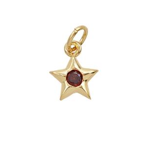 Copper Star Pendant Pave Zirconia 18K Gold Platedd, approx 8mm