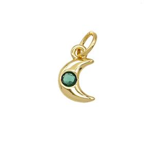 Copper Moon Pendant Pave Zirconia 18K Gold Plated, approx 6-8mm