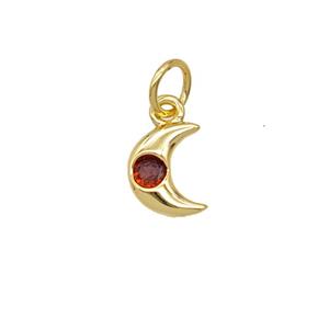 Copper Moon Pendant Pave Zirconia 18K Gold Plated, approx 6-8mm