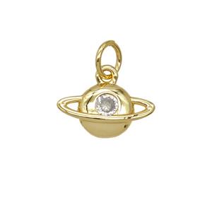 Copper Planet Pendant Pave Zirconia 18K Gold Plated, approx 7-12mm