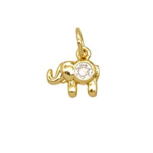 Copper Elephant Pendant Pave Zirconia 18K Gold Plated, approx 6-9mm