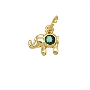 Copper Elephant Pendant Pave Zirconia 18K Gold Plated, approx 6-9mm