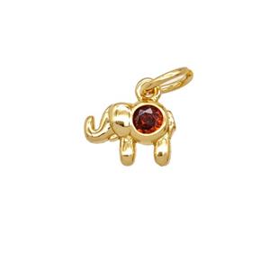 Copper Elephant Pendant Pave Zirconia 18K Gold Plated, approx 6-9mm
