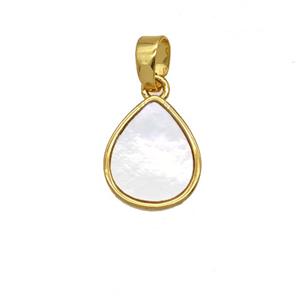 Copper Teardrop Pendant Pave Shell 18K Gold Plated, approx 10-12mm