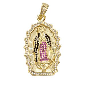 Copper Jesus Pendant Pave Zirconia 18K Gold Plated, approx 20-30mm