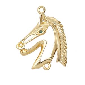 Copper Horse-Head Connector Pave Zirconia 18K Gold Plated, approx 17-18mm