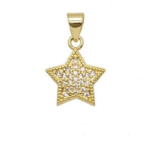 Copper Star Pave Zirconia 18K Gold Plated, approx 12mm