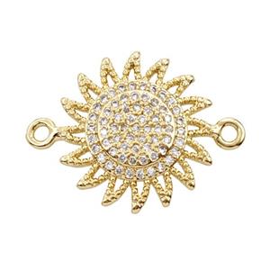 Copper Sun Connector Pave Zirconia 18K Gold Plated, approx 18mm