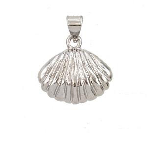 Copper Scallop Shell Pendant Platinum Plated, approx 12-16mm