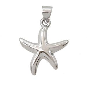 Copper Starfish Pendant Platinum Plated, approx 17mm