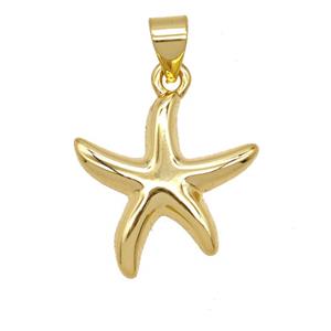 Copper Starfish Pendant 18K Gold Plated, approx 17mm