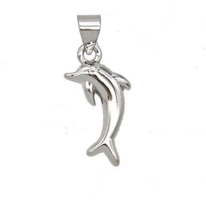 Copper Dolphin Pendant Platinum Plated, approx 10-16mm