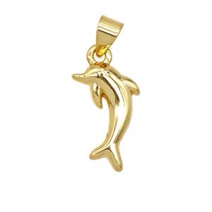 Copper Dolphin Pendant 18K Gold Plated, approx 10-16mm