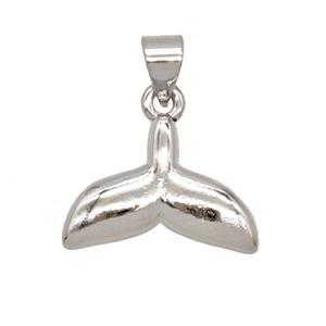 Copper Shark-Tail Pendant Platinum Plated, approx 11-17mm