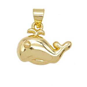 Copper Shark Pendant 18K Gold Plated, approx 12-18mm