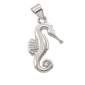 Copper Seahorse Pendant Platinum Plated, approx 12-17.5mm