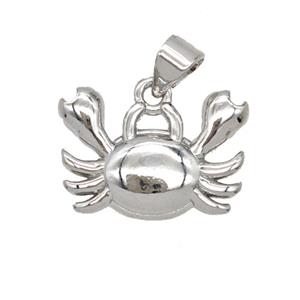 Copper Crab Pendant Platinum Plated, approx 14-17mm